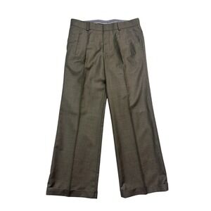 NEW vtg Bespoke Tailored 34x30 Taupe Wool Cashmere Pants Trousers Pleat Wide Leg
